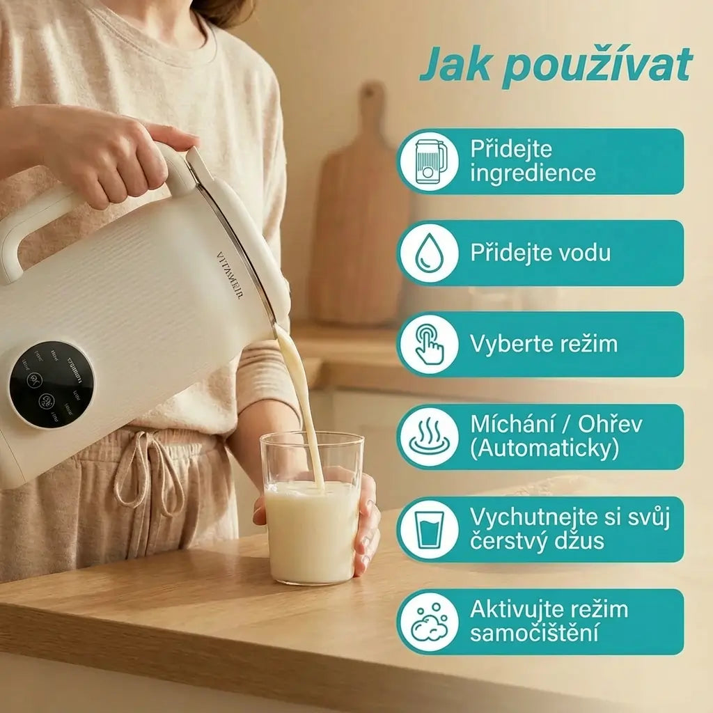 VitaMixia - Multifunkční Přístroj 8 v 1 Na Výrobu Rostlinného Mléka, Džusů A Mnoho Dalšího